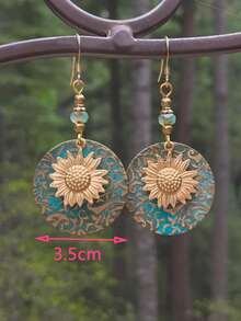 Flower Decor Drop Earrings - Multicolor - View 3