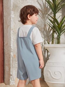 SHEIN Toddler Boys Cartoon Graphic Overall Romper Without Tee - Baby Blue - View 2