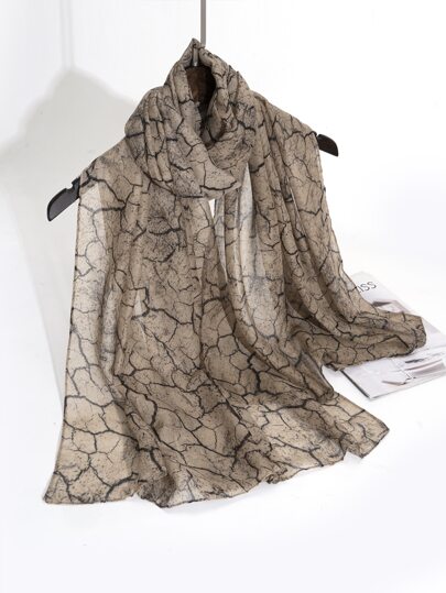 وشاح كتان مطبوع بنمط بوهيمي قطعة واحدة للسيدات، نمط مثالي للارتداء اليومي