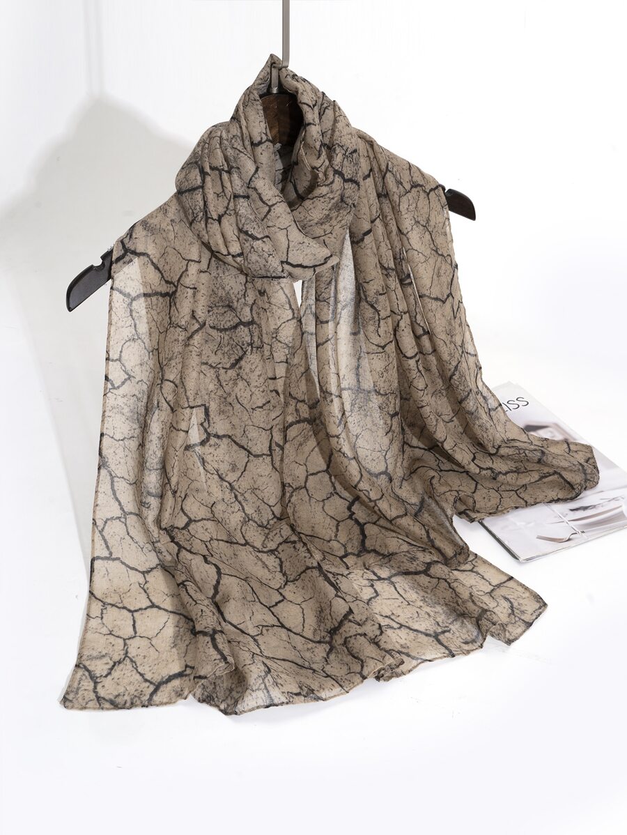 波西米亚风女士印花编织亚麻围巾，时尚，适合日常穿着 - 彩色 - 查看 1