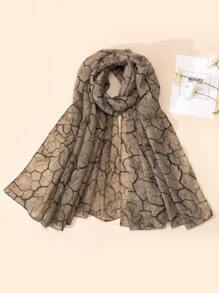 波西米亚风女士印花编织亚麻围巾，时尚，适合日常穿着 - 彩色 - 查看 2