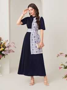 Seusyu 印花腰帶A字洋裝