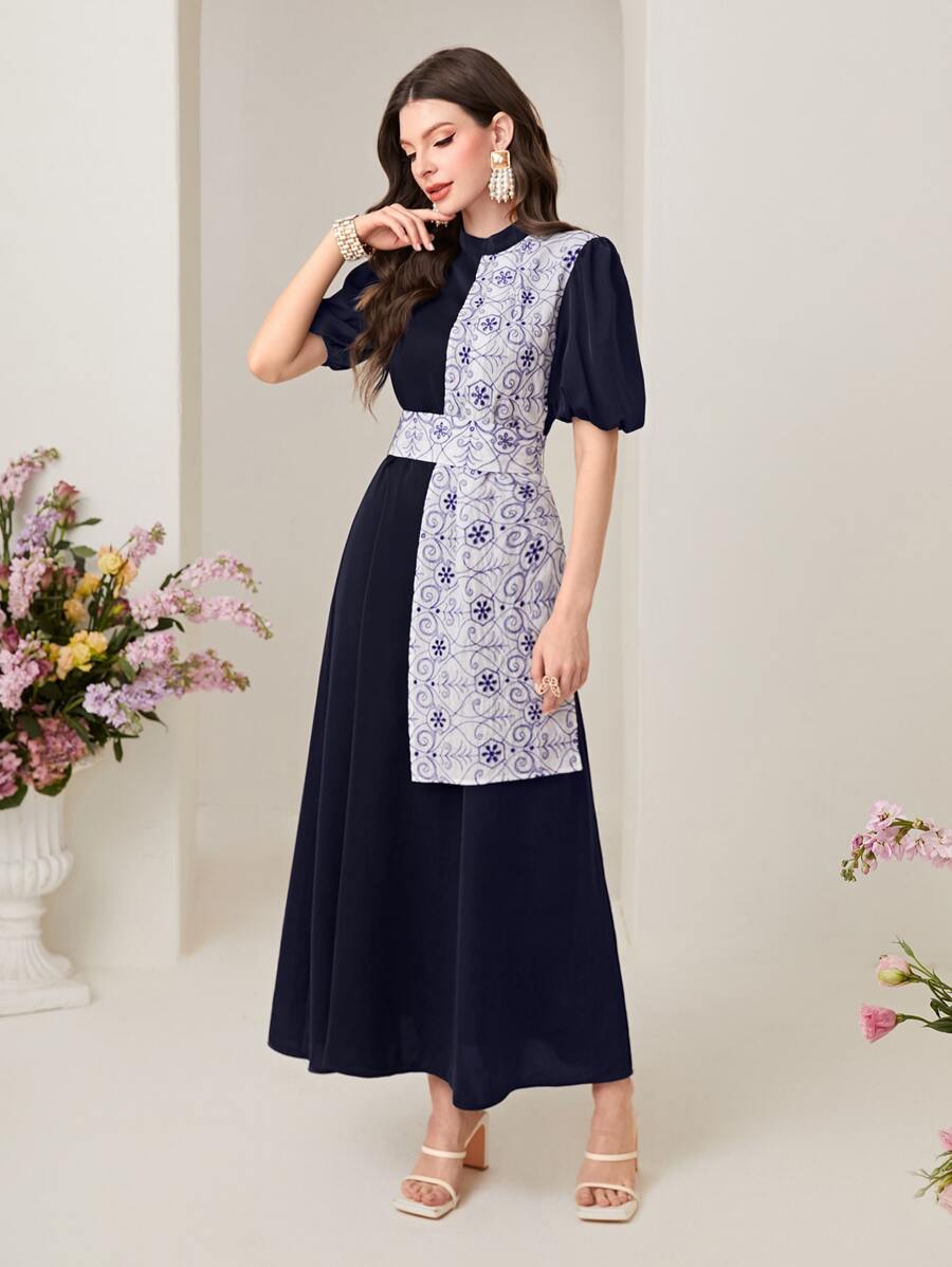 Seusyu 印花腰帶A字洋裝