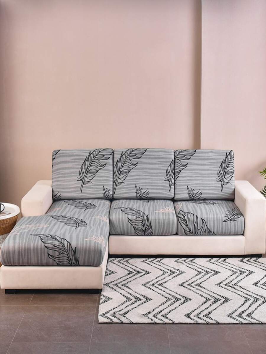 1入組羽毛圖案沙發坐墊現代滌綸彈性沙發墊套 - 彩色 - 查看 1