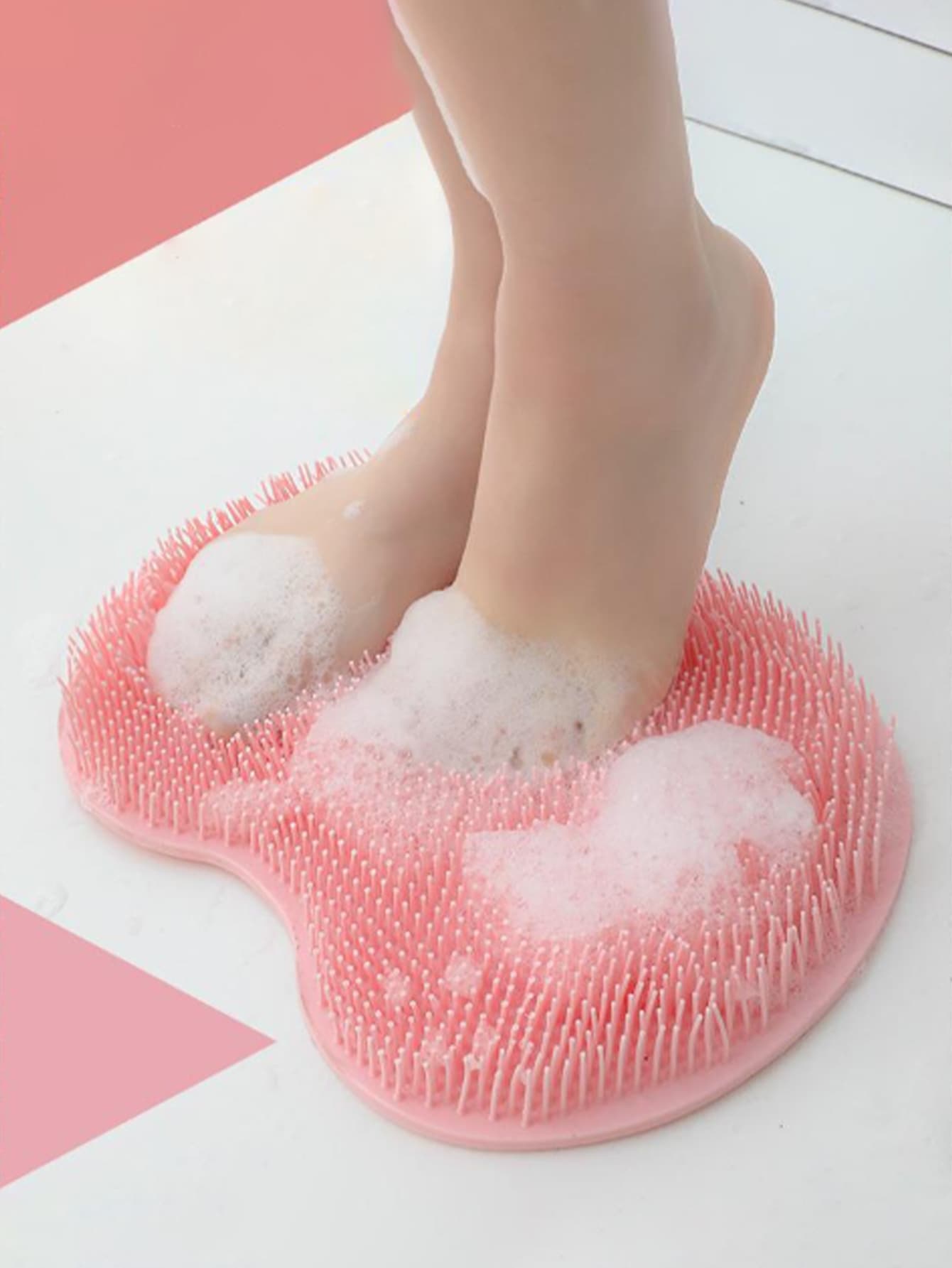 1pc/2pcs Pink Silicone Foot Massager & Scrubber Pad Set For Bathroom Home Bathroom Decor