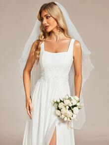 EVERPRETTY Split Thigh Cami Wedding Dress - White - View 5