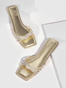 CUCCOO TILAWA Zapatos de mujer con decoración de strass, sandalias deslizantes para vacaciones de verano, rebajas de verano, sandalias elegantes para Halloween, Navidad, otoño