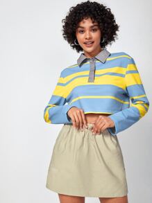 Basse Couture Drawstring Waist Slant Pocket Skirt - Khaki - View 6