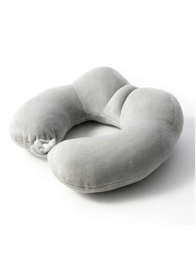 1pc Grijs shaped Pillow, Minimalist Polyester Travel Kussen