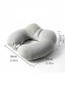 1pc Grey U-shaped Pillow, Minimalist Polyester Travel Pillow For Travel