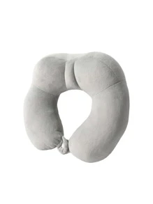 1pc Grey U-shaped Pillow, Minimalist Polyester Travel Pillow For Travel