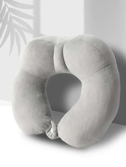 1pc Grijs shaped Pillow, Minimalist Polyester Travel Kussen view 4