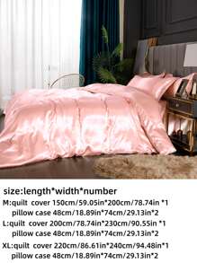 3入組/套粉色被套套裝1入組被套2入組枕套家居簡約緞面床上用品套裝 - 藕粉色 - 查看 2