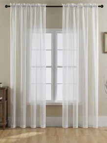 白色透明面板窗簾極簡主義滌綸濾光家用隱私透明窗簾 - 白色 - 查看 3