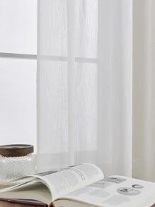 白色透明面板窗簾極簡主義滌綸濾光家用隱私透明窗簾 - 白色 - 查看 4