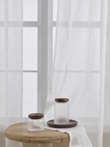 白色透明面板窗簾極簡主義滌綸濾光家用隱私透明窗簾 - 白色 - 查看 6