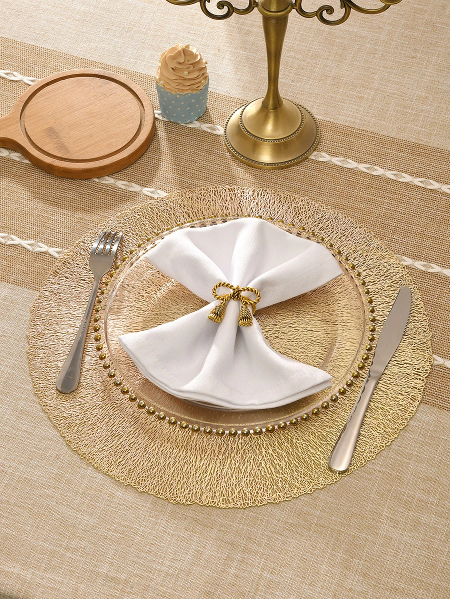1入組PVC餐墊現代廚房圓桌墊 - 金色 - 查看 1