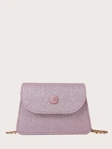 Bolso cuadrado con solapa para niñas Decoración con botones de purpurina - Morado - Ver 2