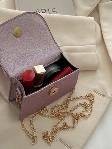 Bolso cuadrado con solapa para niñas Decoración con botones de purpurina - Morado - Ver 5