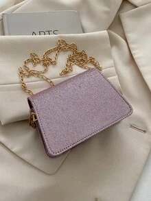 Bolso cuadrado con solapa para niñas Decoración con botones de purpurina - Morado - Ver 6