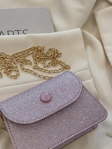 Bolso cuadrado con solapa para niñas Decoración con botones de purpurina - Morado - Ver 7