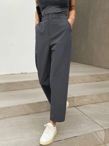 DAZY 斜插口袋直筒西装裤，女士商务正装裤