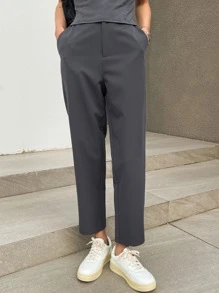 DAZY 斜插口袋直筒西装裤，女士商务正装裤