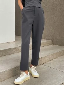 DAZY 斜插口袋直筒西装裤，女士商务正装裤