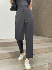 DAZY 斜插口袋直筒西装裤，女士商务正装裤