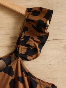 SHEIN Blusa peplum con estampado ribete con fruncido - Multicolor - Ver 9