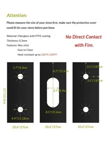 3入組/套聚四氟乙烯燃氣灶保護墊極簡主義黑色灶具蓋燃氣灶灶台燃燒器蓋 - 黑色 - 查看 2