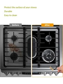3入組/套聚四氟乙烯燃氣灶保護墊極簡主義黑色灶具蓋燃氣灶灶台燃燒器蓋 - 黑色 - 查看 4
