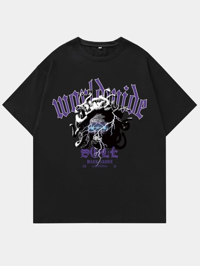 Grunge Punk Guys Letter Graphic Tee