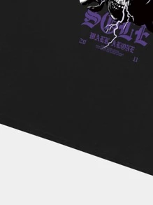 ROMWE MEN Grunge Punk Tops Nam Lễ Các Thánh Lá thư Đường phố - màu đen - Xem 4