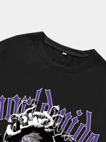 ROMWE MEN Grunge Punk Tops Nam Lễ Các Thánh Lá thư Đường phố - màu đen - Xem 5