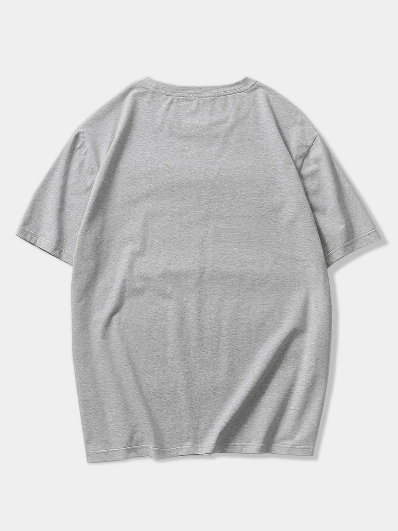 ROMWE MEN Street Life Guys Car And Letter Graphic Tee - Grey - View 2