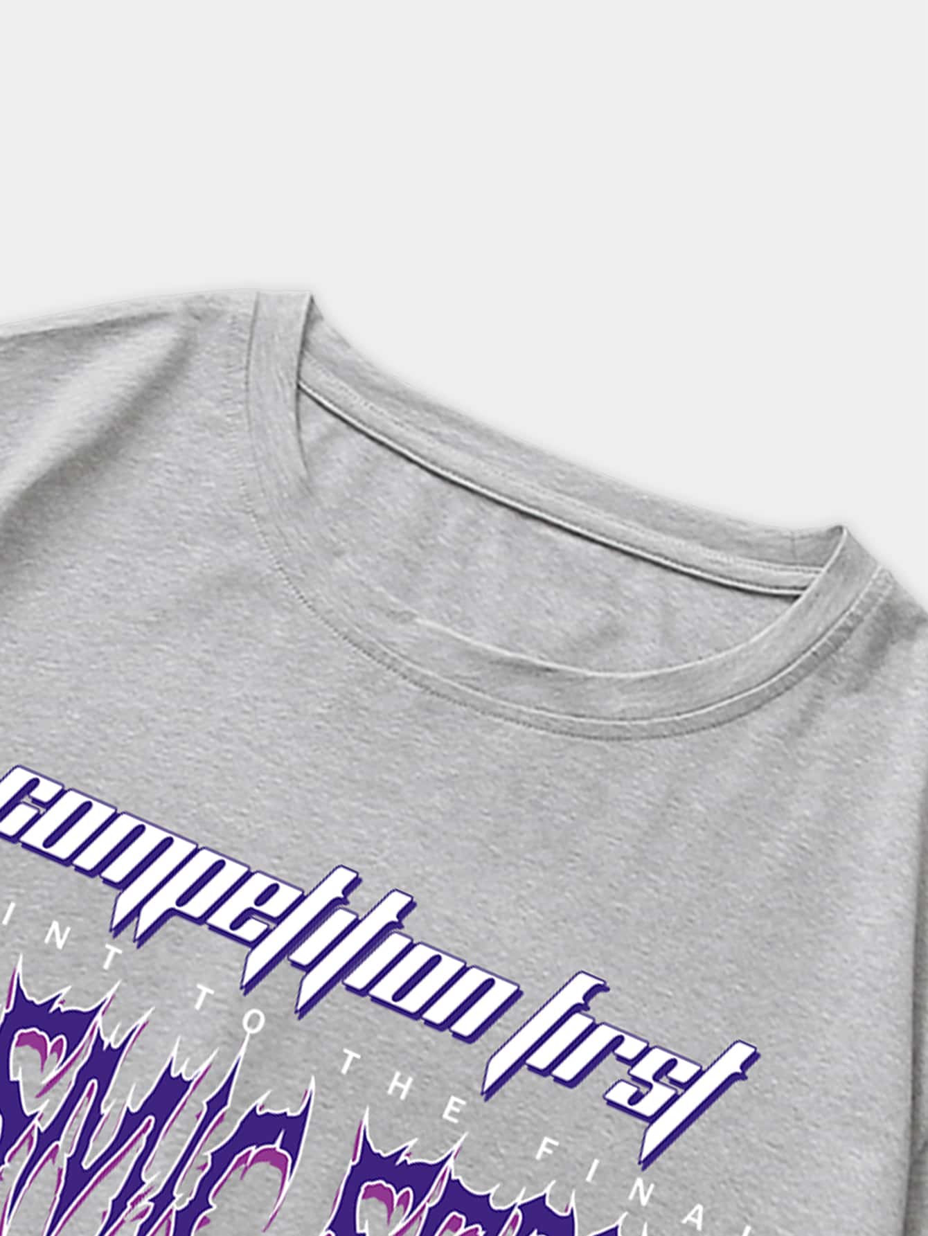 ROMWE MEN Street Life Guys Car And Letter Graphic Tee - Grey - View 3
