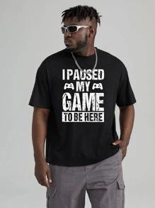 Manfinity Homme Men Plus Slogan Graphic Tee - Black - View 1