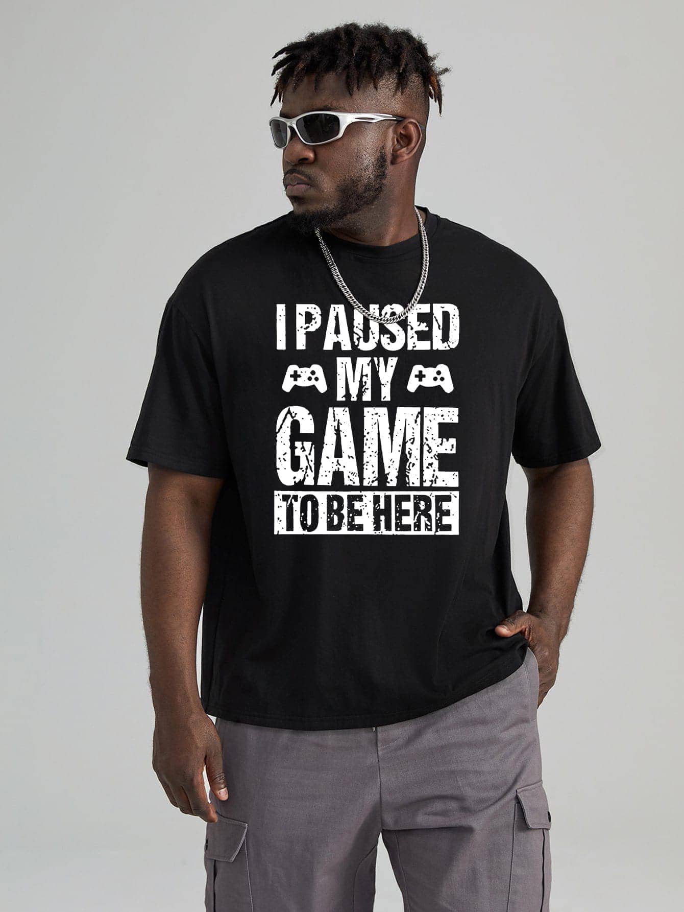 Manfinity Homme Men Plus Slogan Graphic Tee - Black - View 1