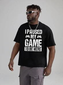 Manfinity Homme Men Plus Slogan Graphic Tee - Black - View 3