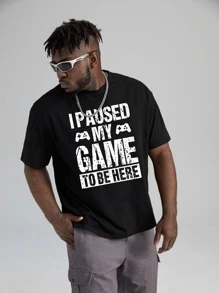 Manfinity Homme Men Plus Slogan Graphic Tee - Black - View 4