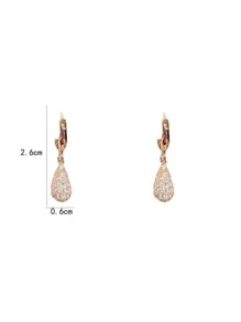 1 Pair Luxurious Minimalist Petite Unique Micro-Inlaid Zirconia Water Drop Earrings - Yellow Gold - View 3