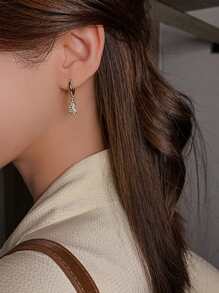 1 Pair Luxurious Minimalist Petite Unique Micro-Inlaid Zirconia Water Drop Earrings - Yellow Gold - View 5