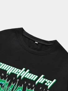 ROMWE MEN Street Life Áo thun nam in hình ô tô Y2k, đi học - màu đen - Xem 3