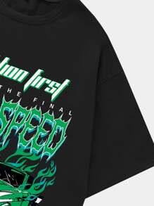 ROMWE MEN Street Life Áo thun nam in hình ô tô Y2k, đi học - màu đen - Xem 6