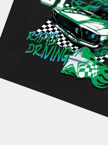 ROMWE MEN Street Life Áo thun nam in hình ô tô Y2k, đi học - màu đen - Xem 5