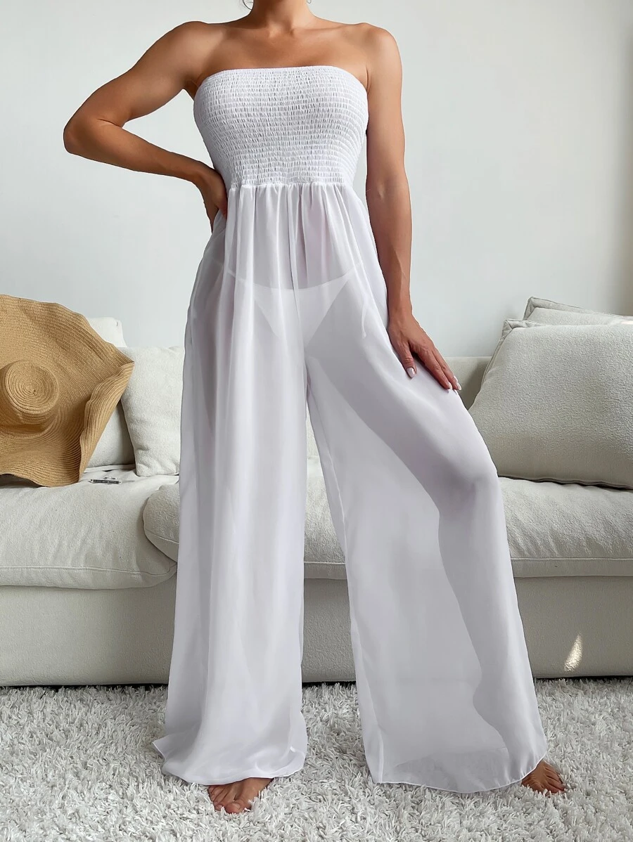 Cover up bandeau unicolor - Blanco - Ver 1
