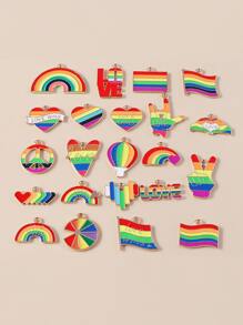 10pcs LGBT Rainbow & Heart DIY Pendant - Multicolor - View 1