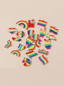 10pcs LGBT Rainbow & Heart DIY Pendant - Multicolor - View 2