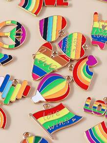 10pcs LGBT Rainbow & Heart DIY Pendant - Multicolor - View 3